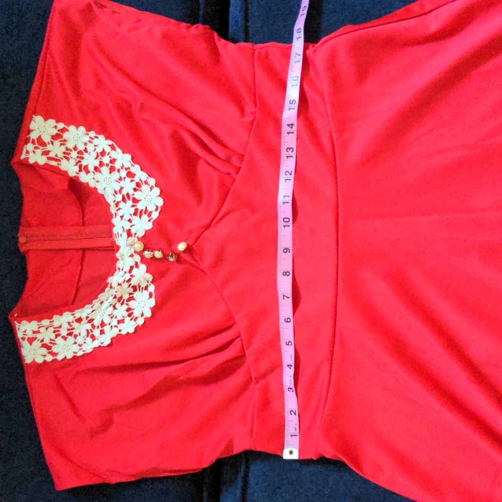 Trendsgal red dress with white lace peter pan collar, NWOT, XXL - Picture 5 of 6